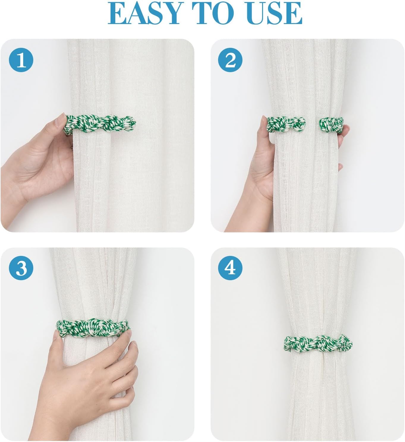 NICEEC 2 Pack Cotton Rope Curtain Tiebacks Farmhouse Decor Holdbacks