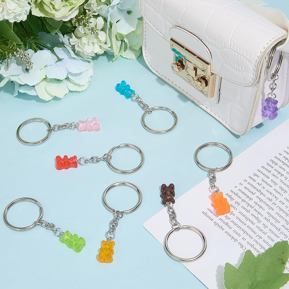 CRASPIRE 27 Pcs Candy Colored Bear Keychains