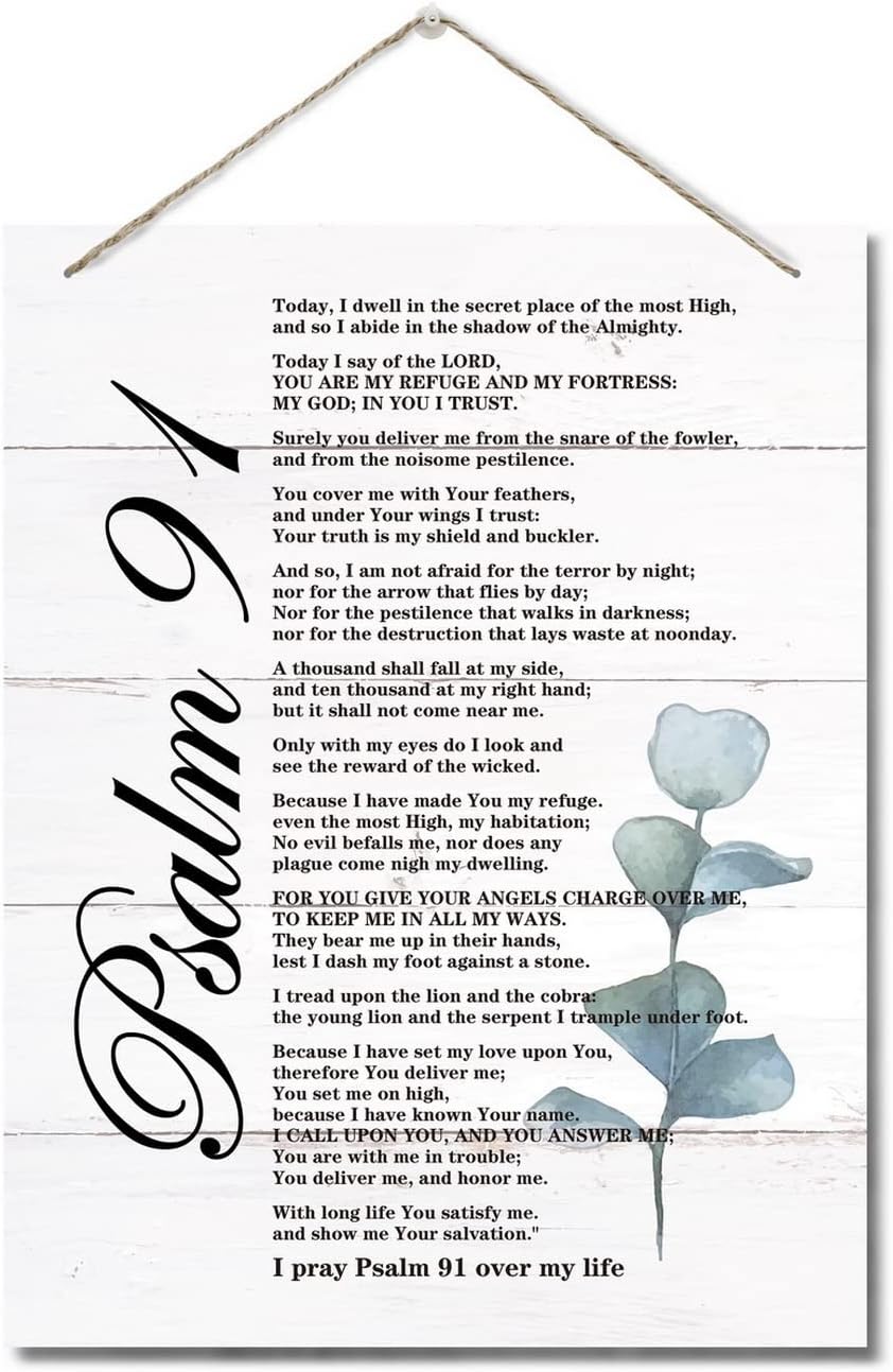 Psalms 91 Inspirational Christian Wall Decor Sign
