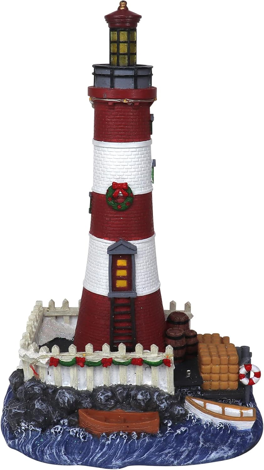 Christmas Village Lighthouse Resin Collectible