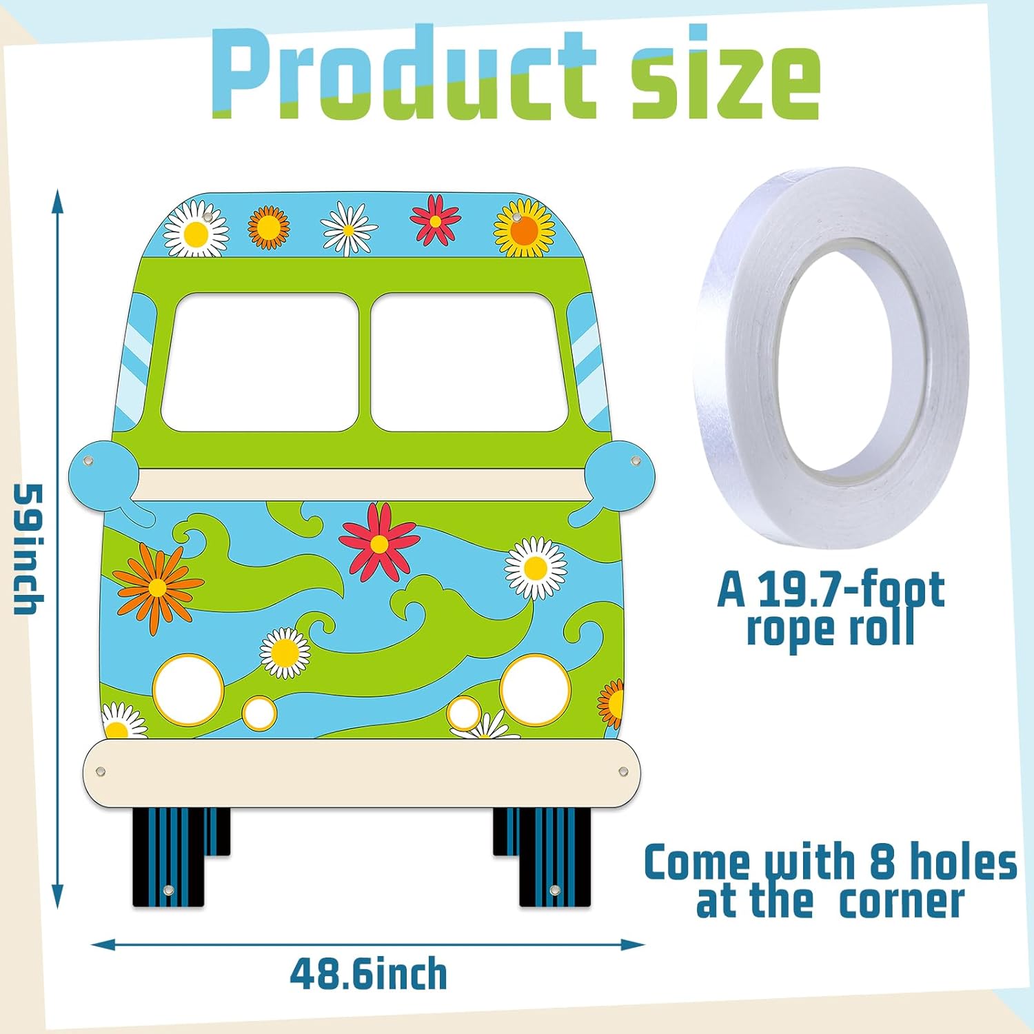 Funny Hippie Bus Photo Prop Banner for Parties