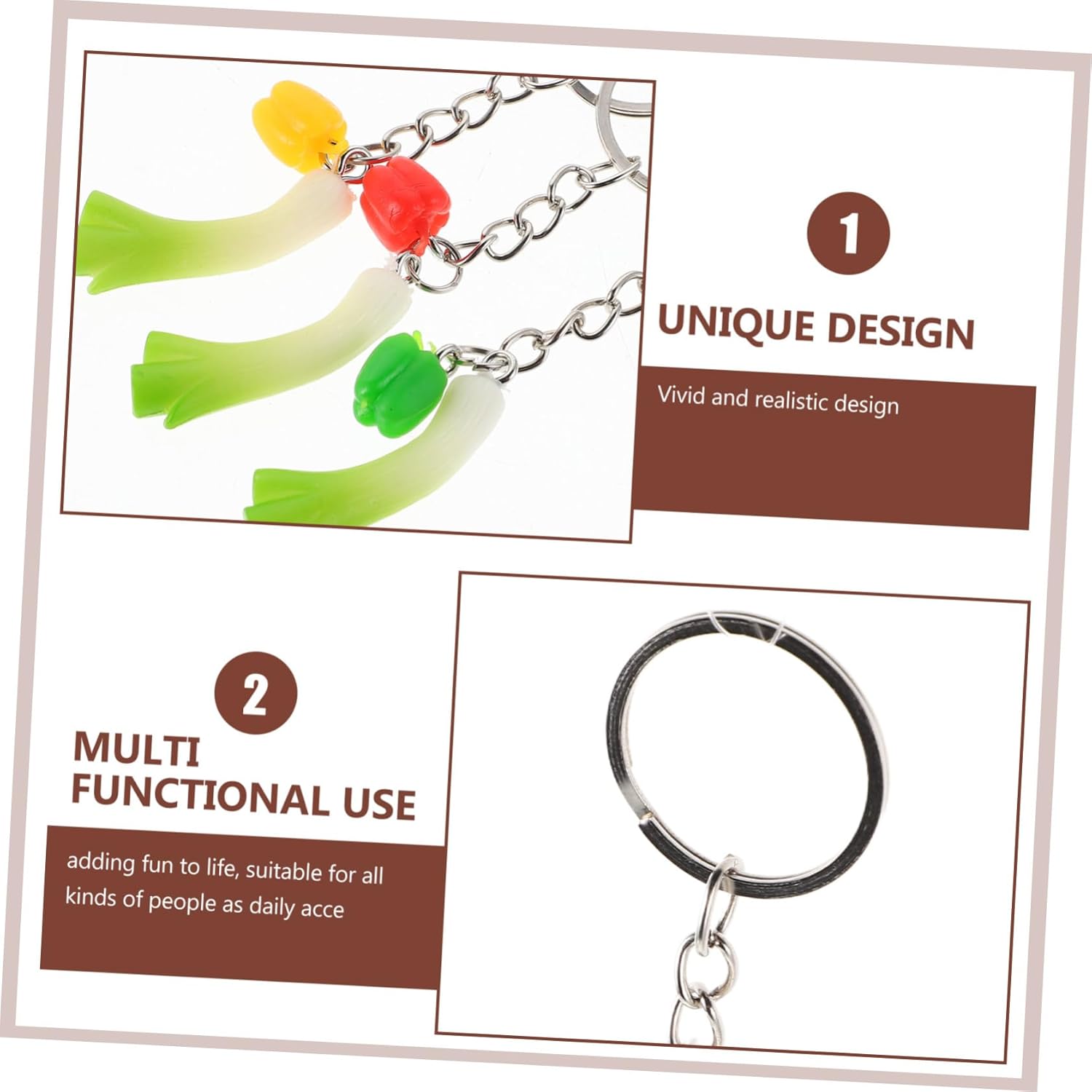PRETYZOOM 3pcs Realistic Vegetable Keychain Set