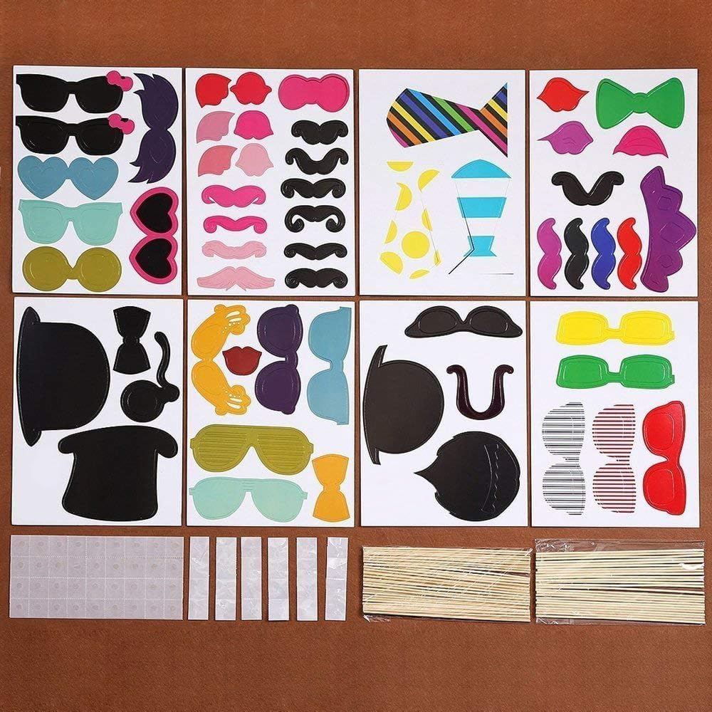 58 Piece Photo Booth Prop Set with Funny Costumes and Hats