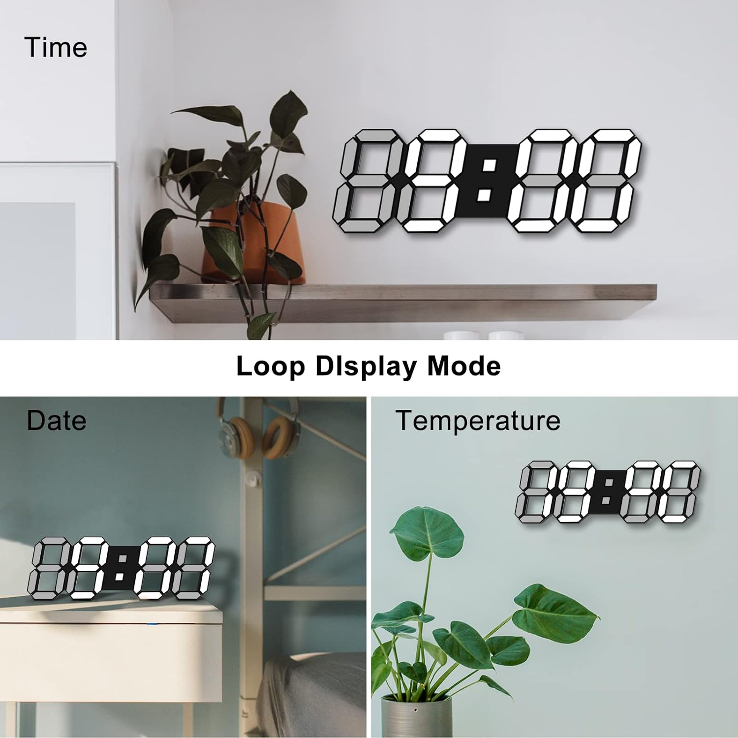 Deeyaple 3D LED Alarm Clock with Night Light