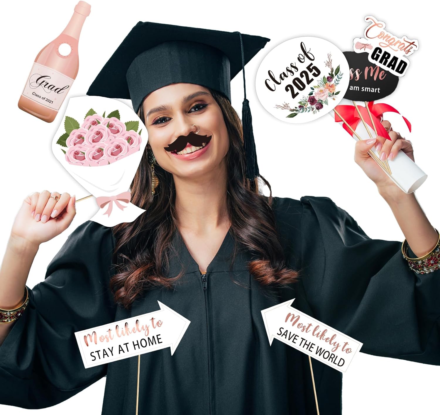 Konsait Rose Gold Graduation Photo Props 39 Count