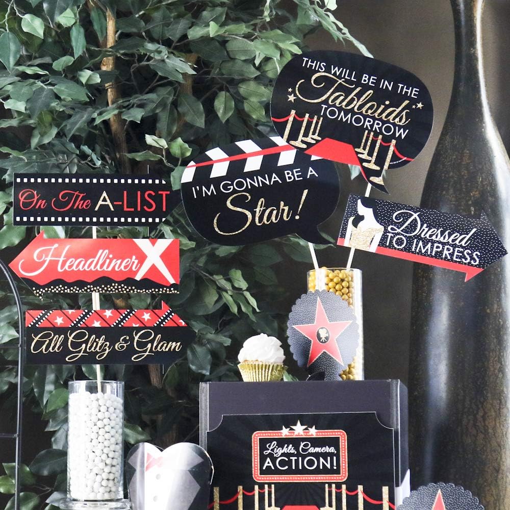 Big Dot of Happiness Funny Red Carpet Photo Booth Props Kit 10 Ct