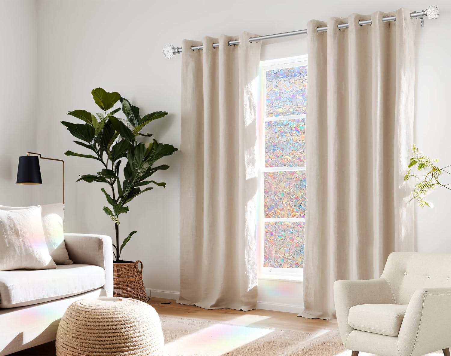 Kamanina 1 Inch Telescoping Curtain Rods with Crystal Ends