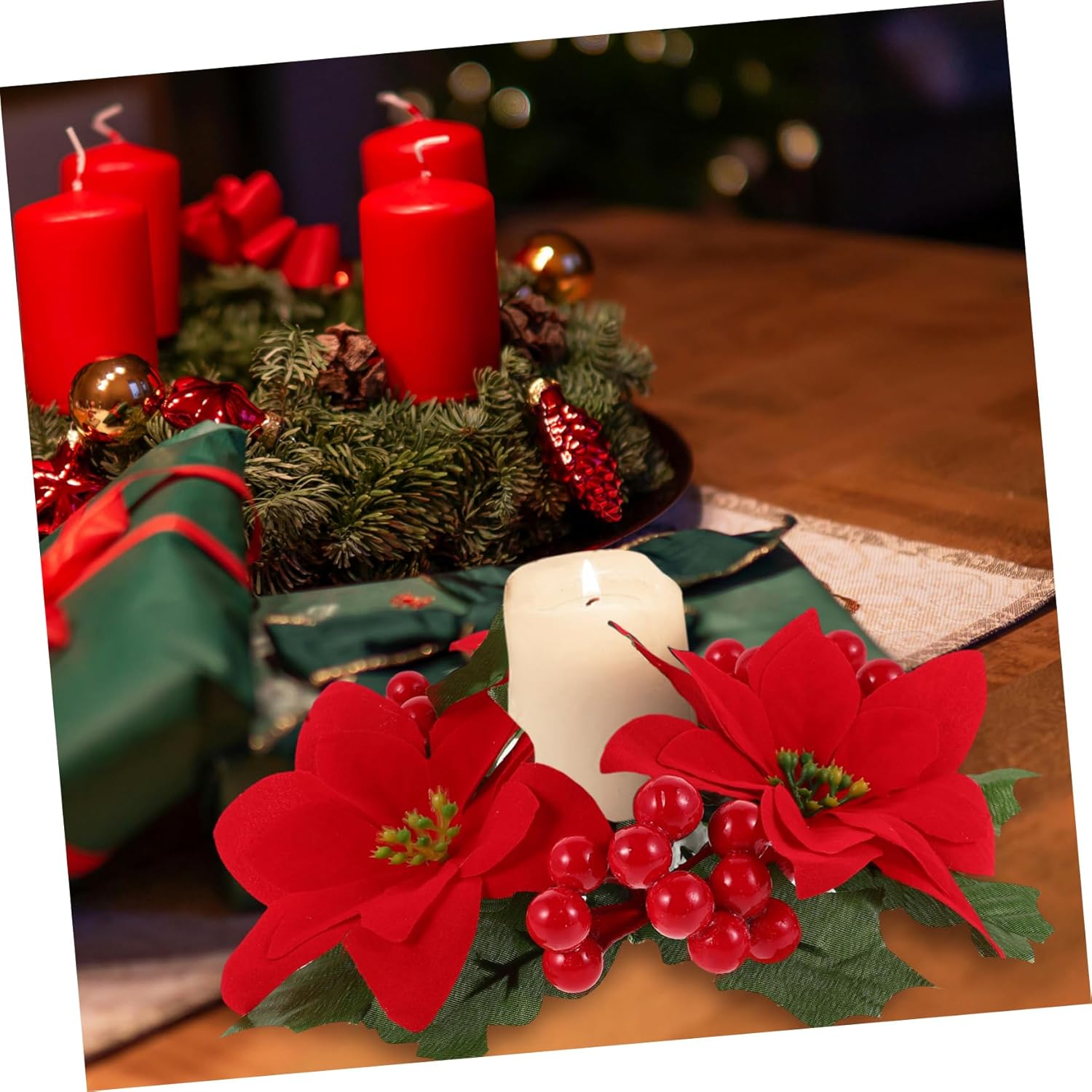 Wakauto Mini Christmas Candle Wreath Decor