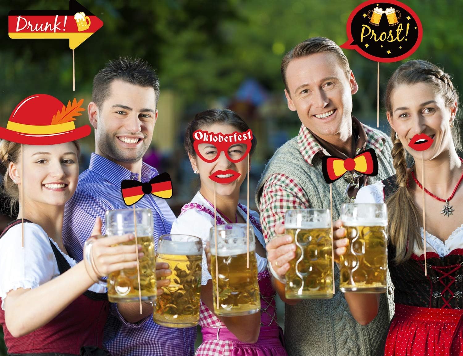 90shine 55 Ct Oktoberfest Photo Booth Props German Theme Decorations