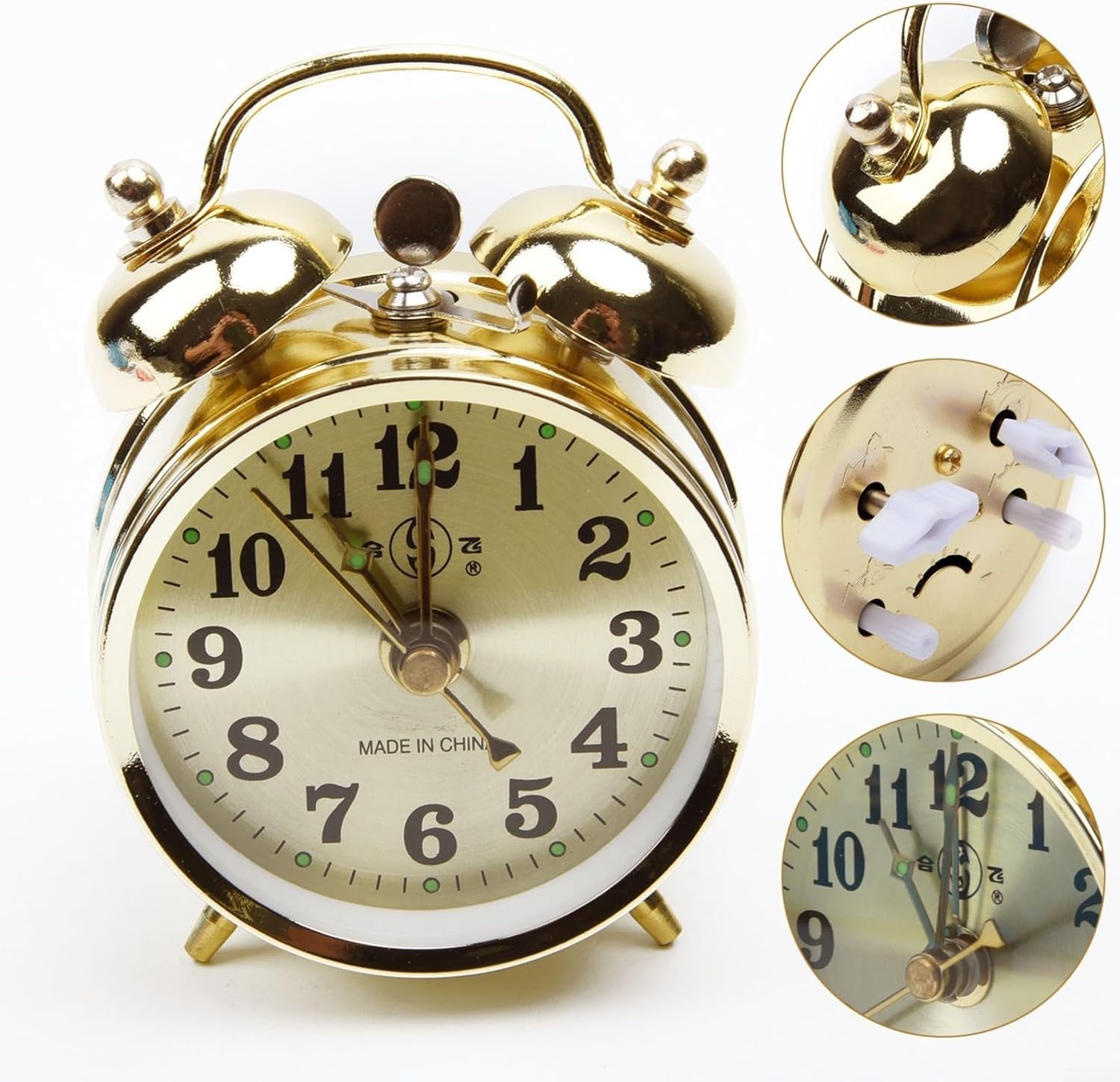 Vintage Mechanical Gold Horseshoe Alarm Clock