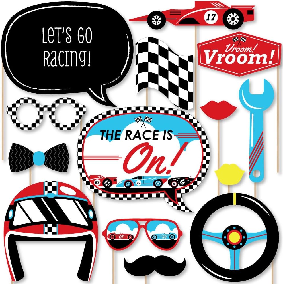 Big Dot of Happiness Lets Go Racing Photo Booth Props Kit 20 Count
