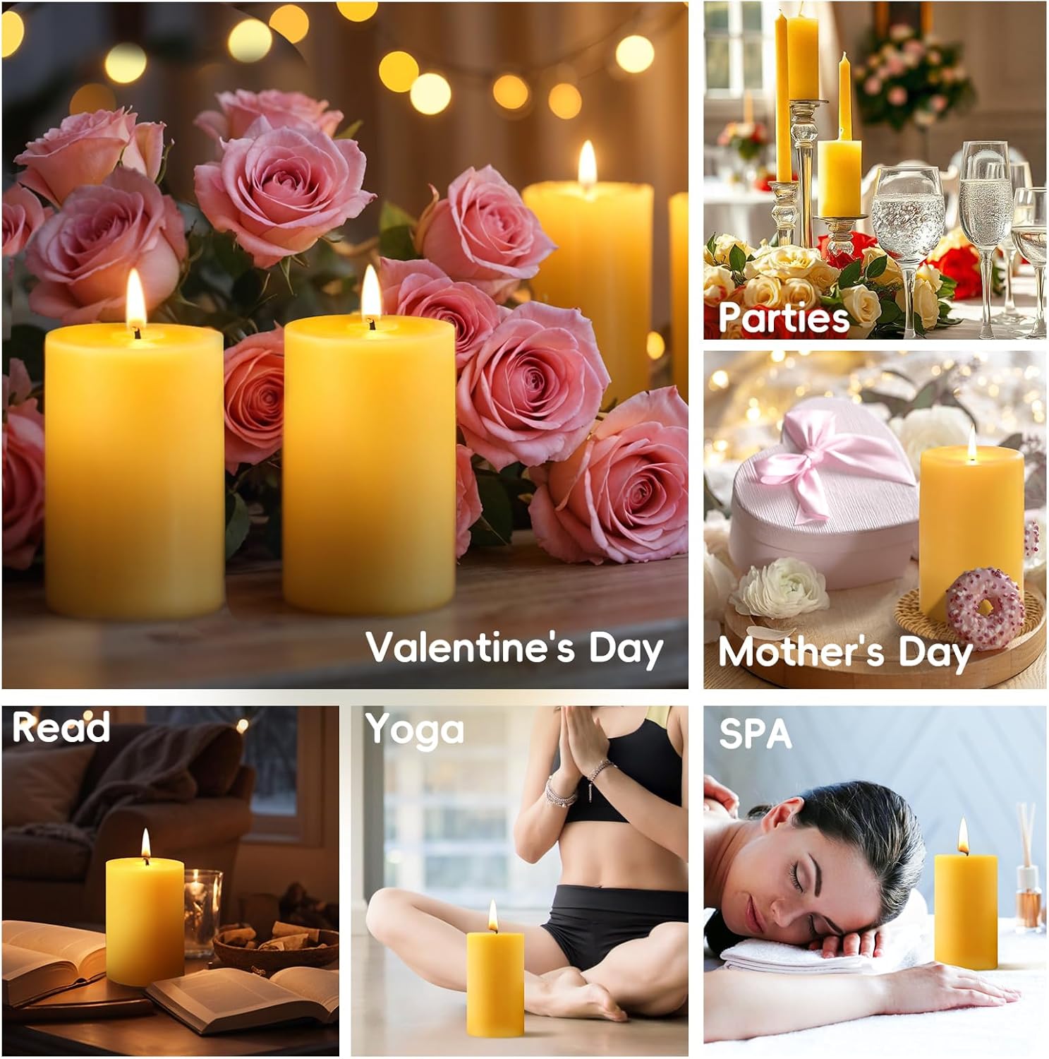 2x3 Inch Beeswax Pillar Candles Set of 3