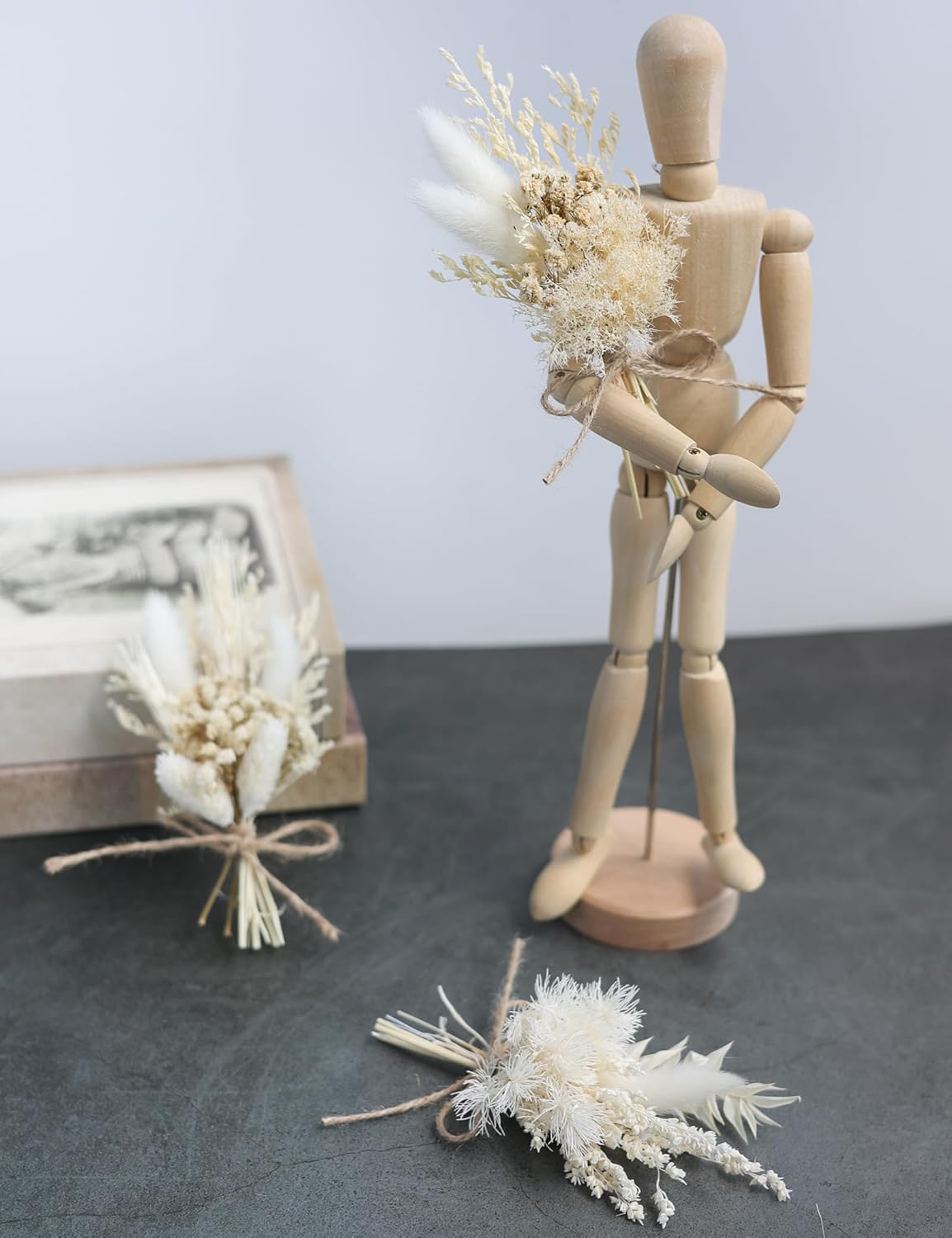Mini Dried Flower Bouquet Set 12 Pcs White