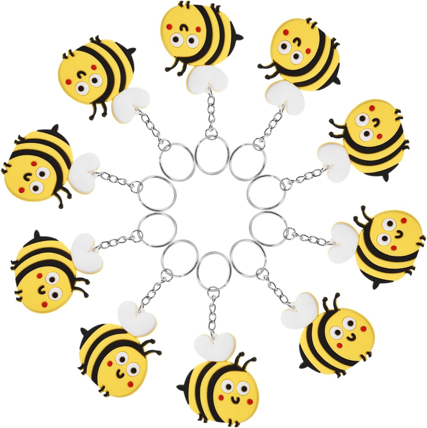 10pcs Cute Cartoon Bee Keychain for Bags and Backpacks