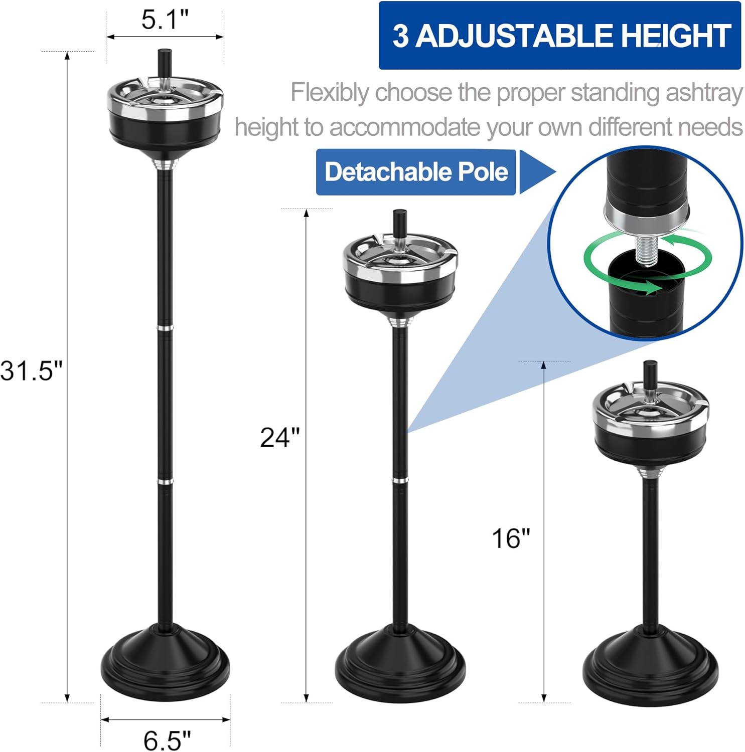Reliancer Floor Standing Ashtray with Spinning Lid