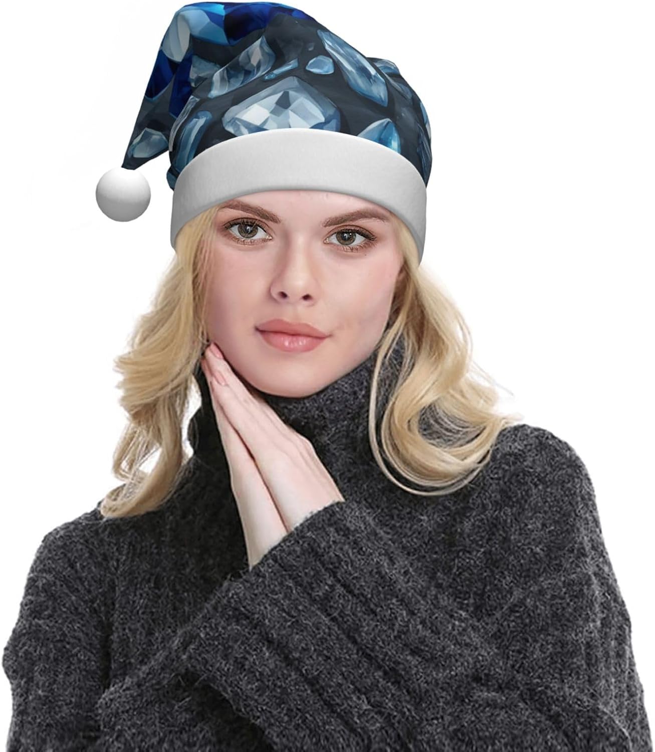 QINZHENG Personalized Santa Hat for Women Adult Velvet Plush Christmas Headwear