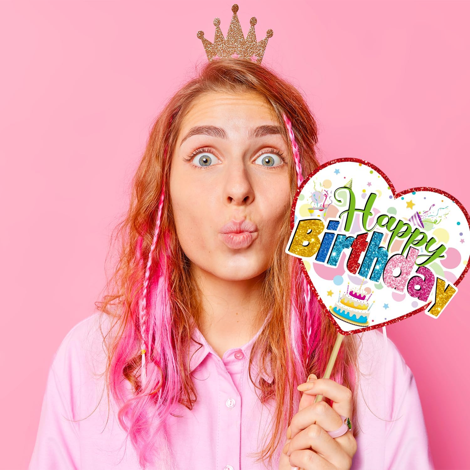 Duormal Colorful Birthday Photo Booth Props Kit