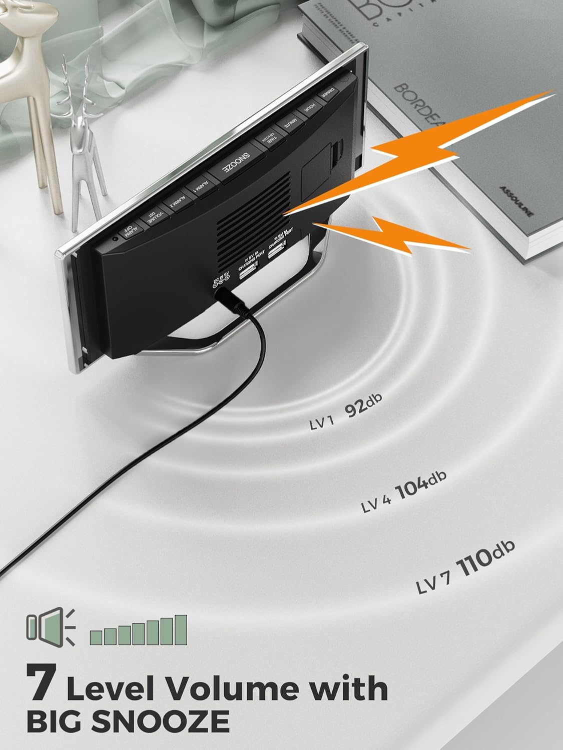 PPLEE 87 LED Mirror Alarm Clock with Dual Alarms