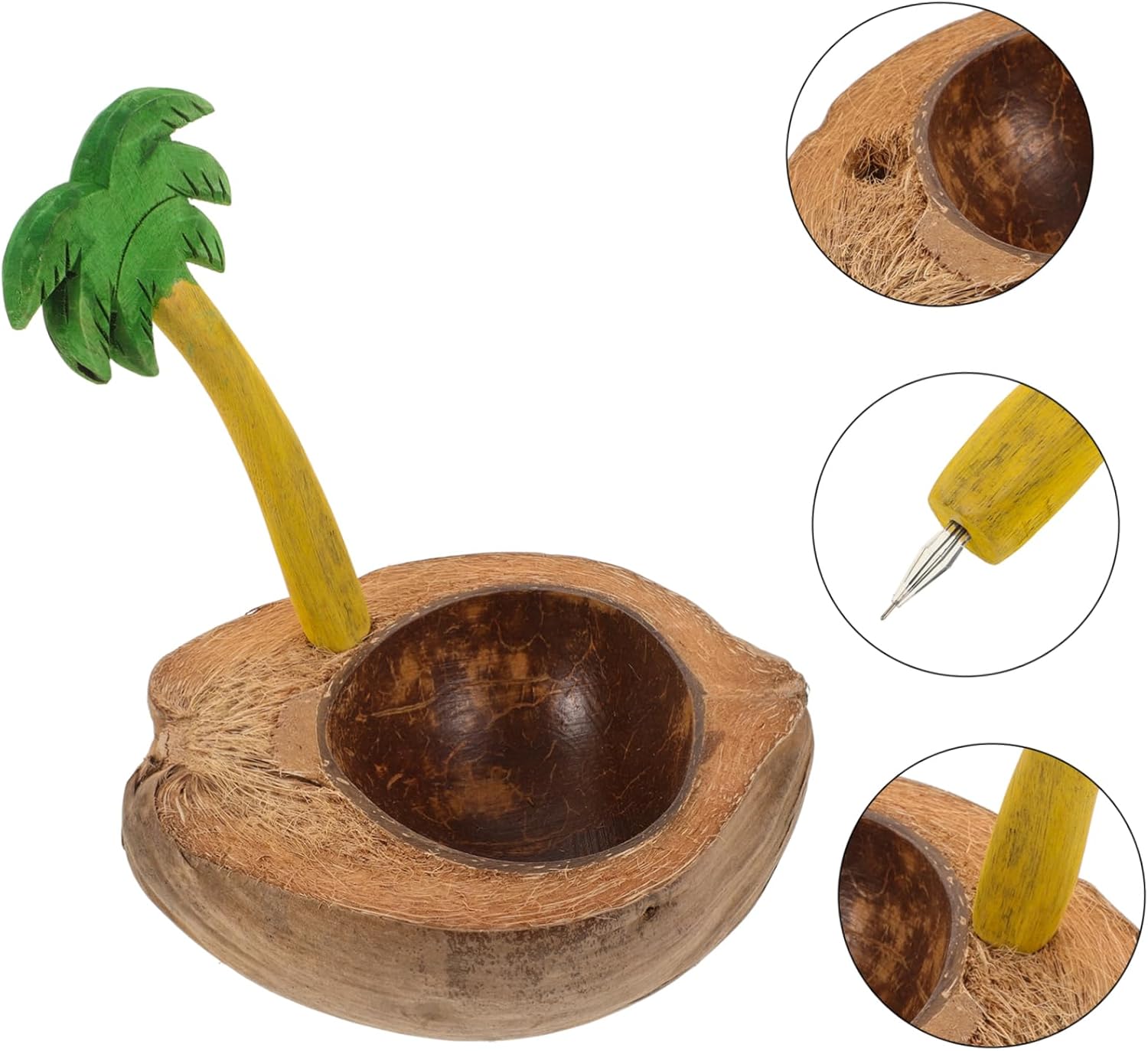 Coconut Shell Candle Holder for Taper and Pillar Candles