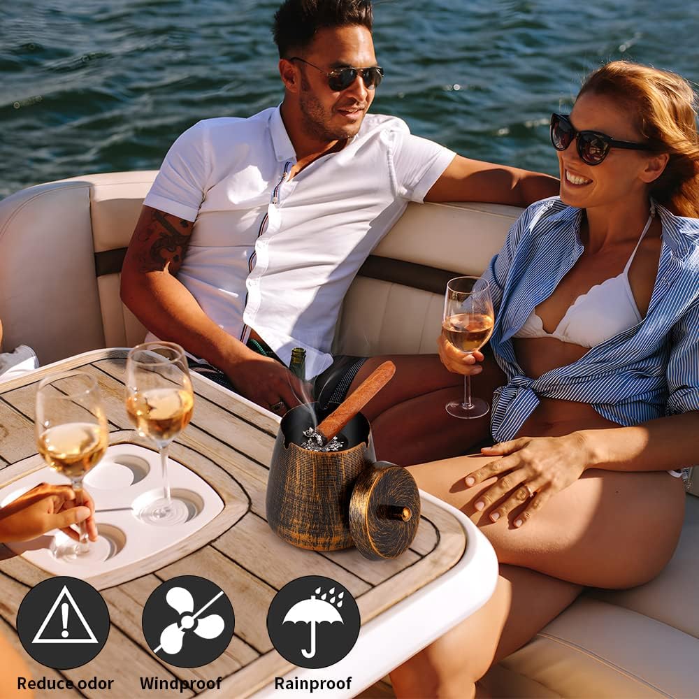 Hargtar X-Large Windproof Outdoor Ashtray with Lid