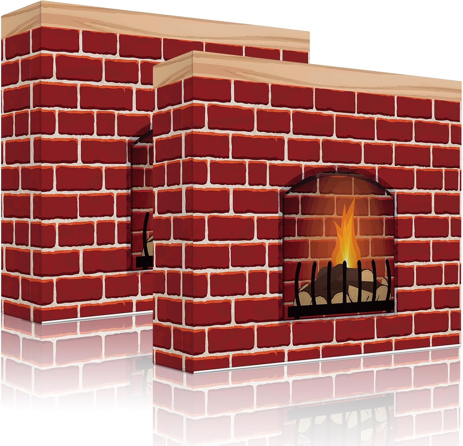 Zhanmai Christmas Faux Fireplace 2 Pcs Decor Prop