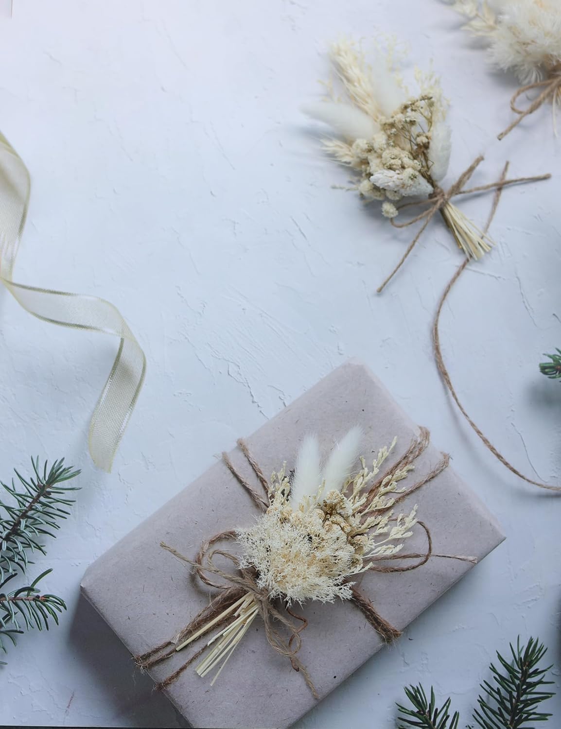 Mini Dried Flower Bouquet Set 12 Pcs White