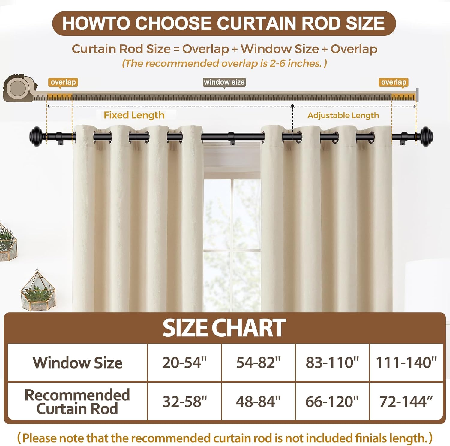 KAMANINA Black Curtain Rods 48-84 Inches Heavy Duty