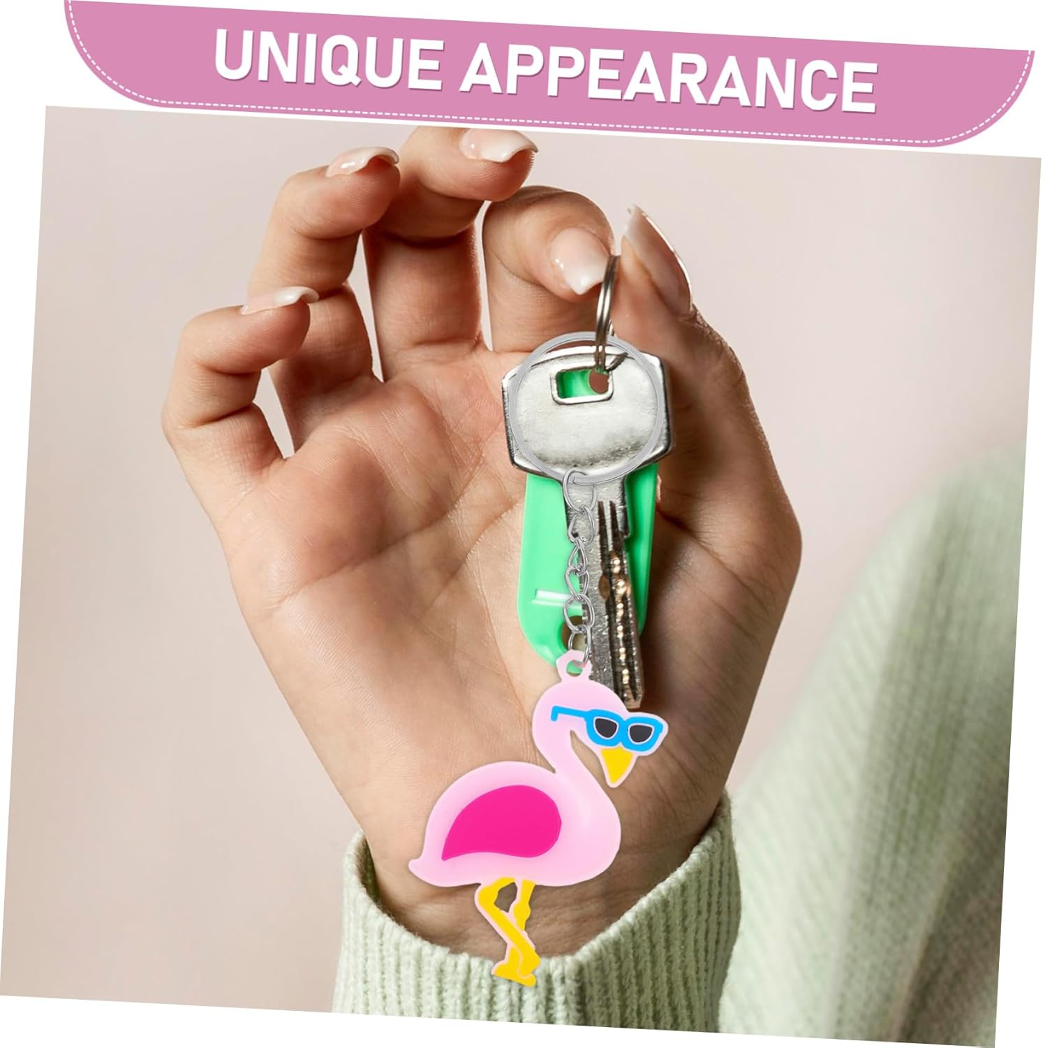 Zerodeko 12pcs Flamingo Keychain Set