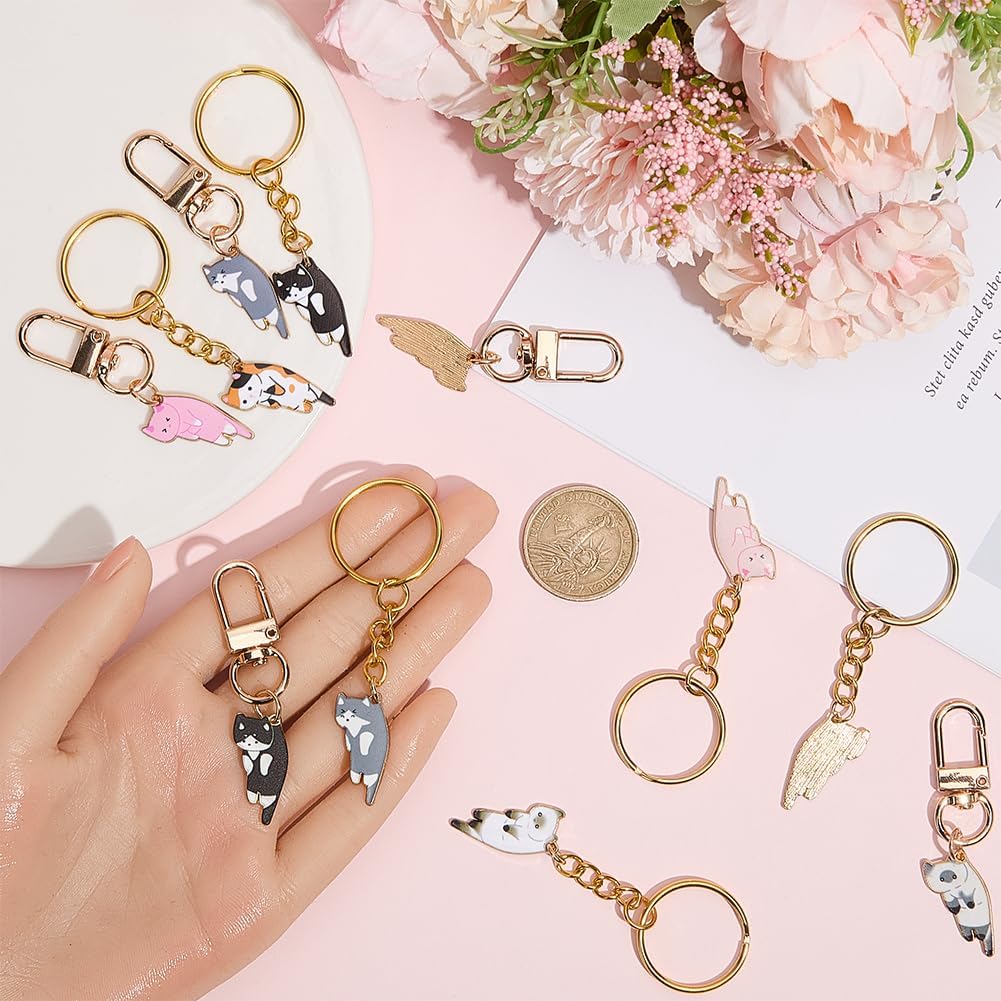 CRASPIRE 24 Pcs Cartoon Cat Keychain Pack