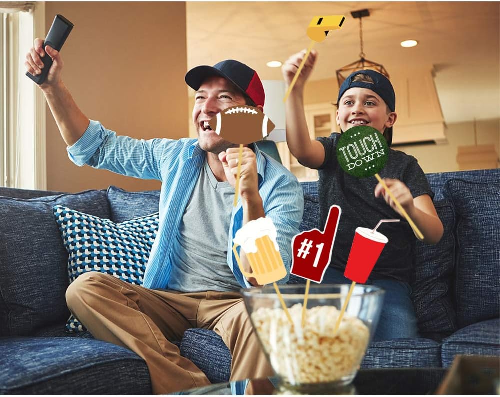 Football Photo Booth Props Kit - 17 Piece Set