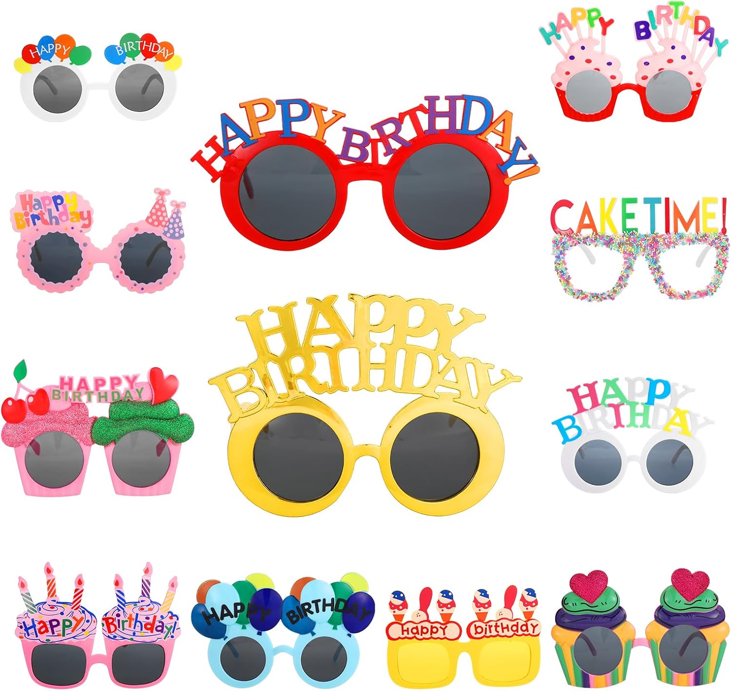 12 Pcs Birthday Sunglasses Funny Photo Booth Props for Adults