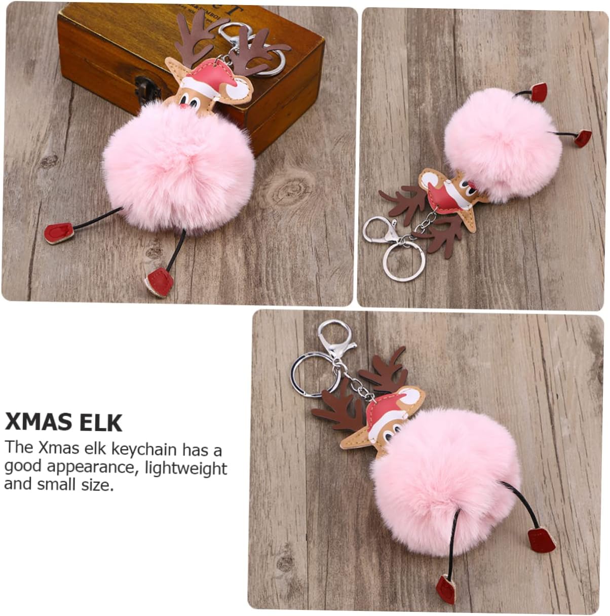 2pcs Christmas Elk Keychain Key Holder for Bags