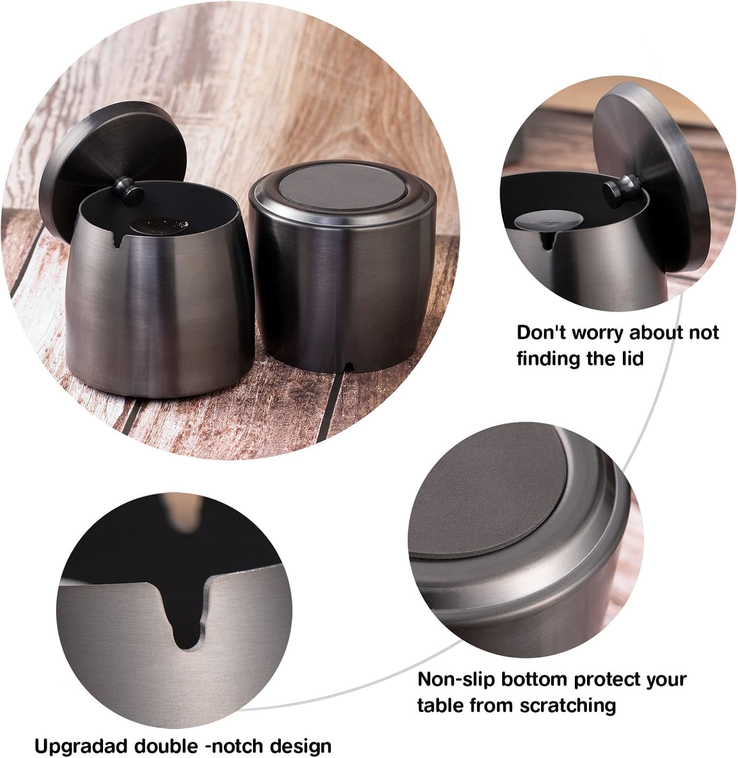 Yangbaga XL Windproof Ashtray with Lid for Cigarettes