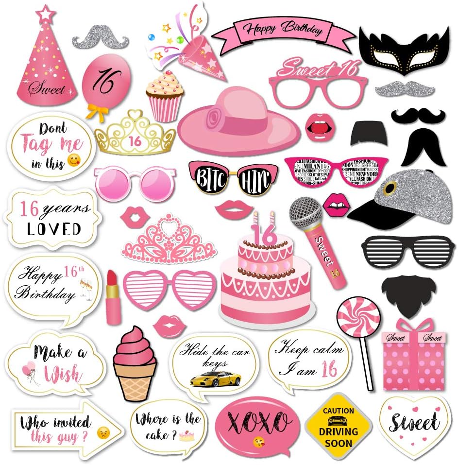 CC HOME Sweet 16 Photo Booth Props 44 Pcs