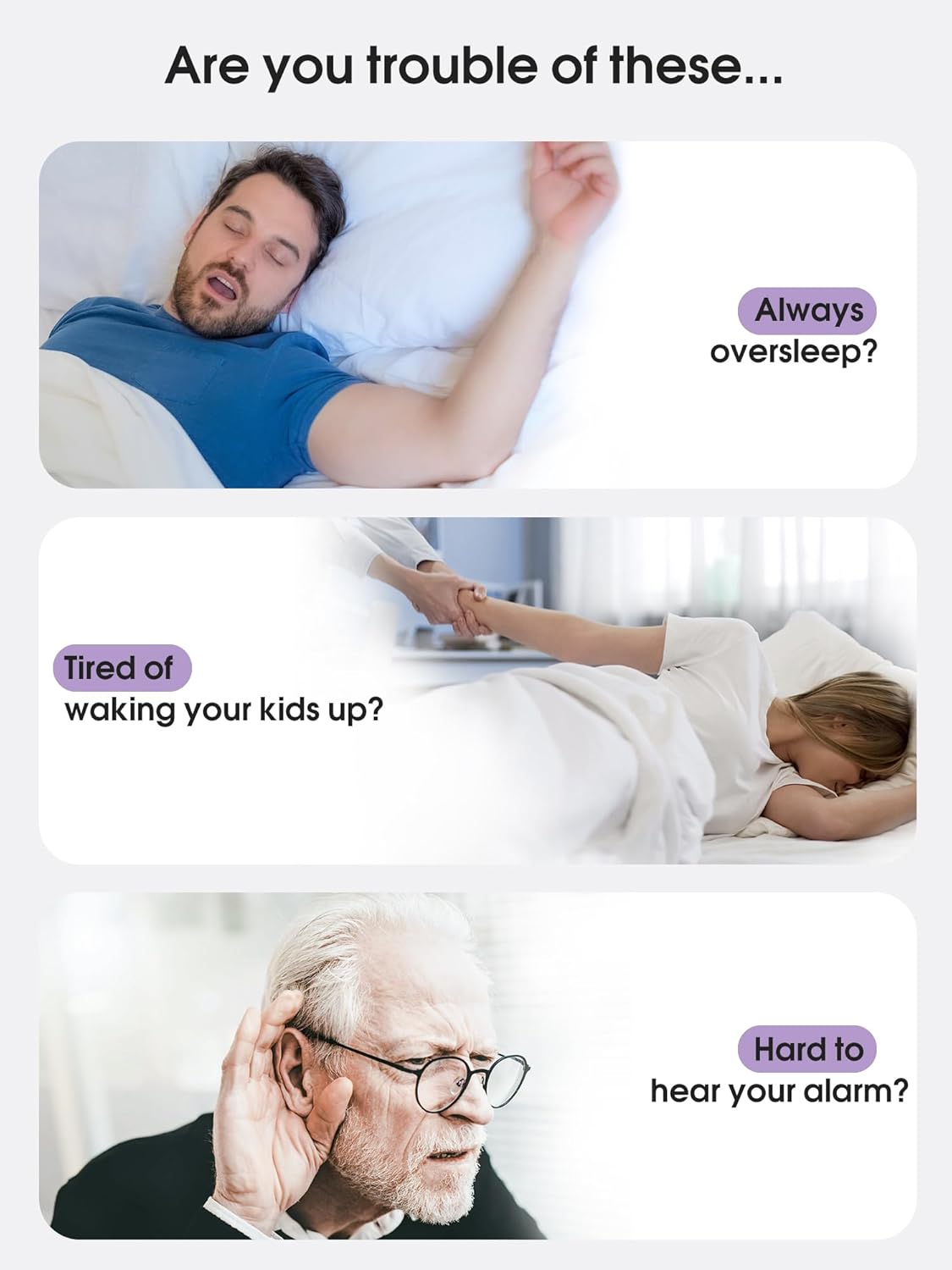 Roxicosly Super Strong Vibrating Alarm Clock for Heavy Sleepers