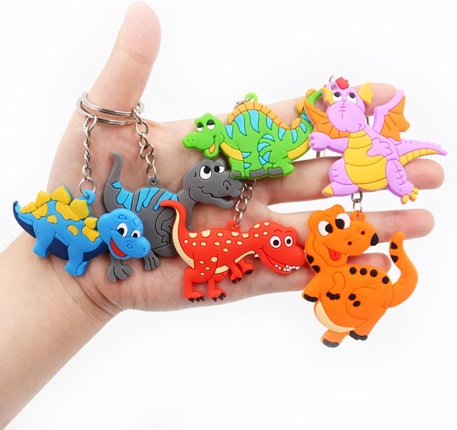 12 Pcs Dinosaur Keychains for Party Supplies and School Bags