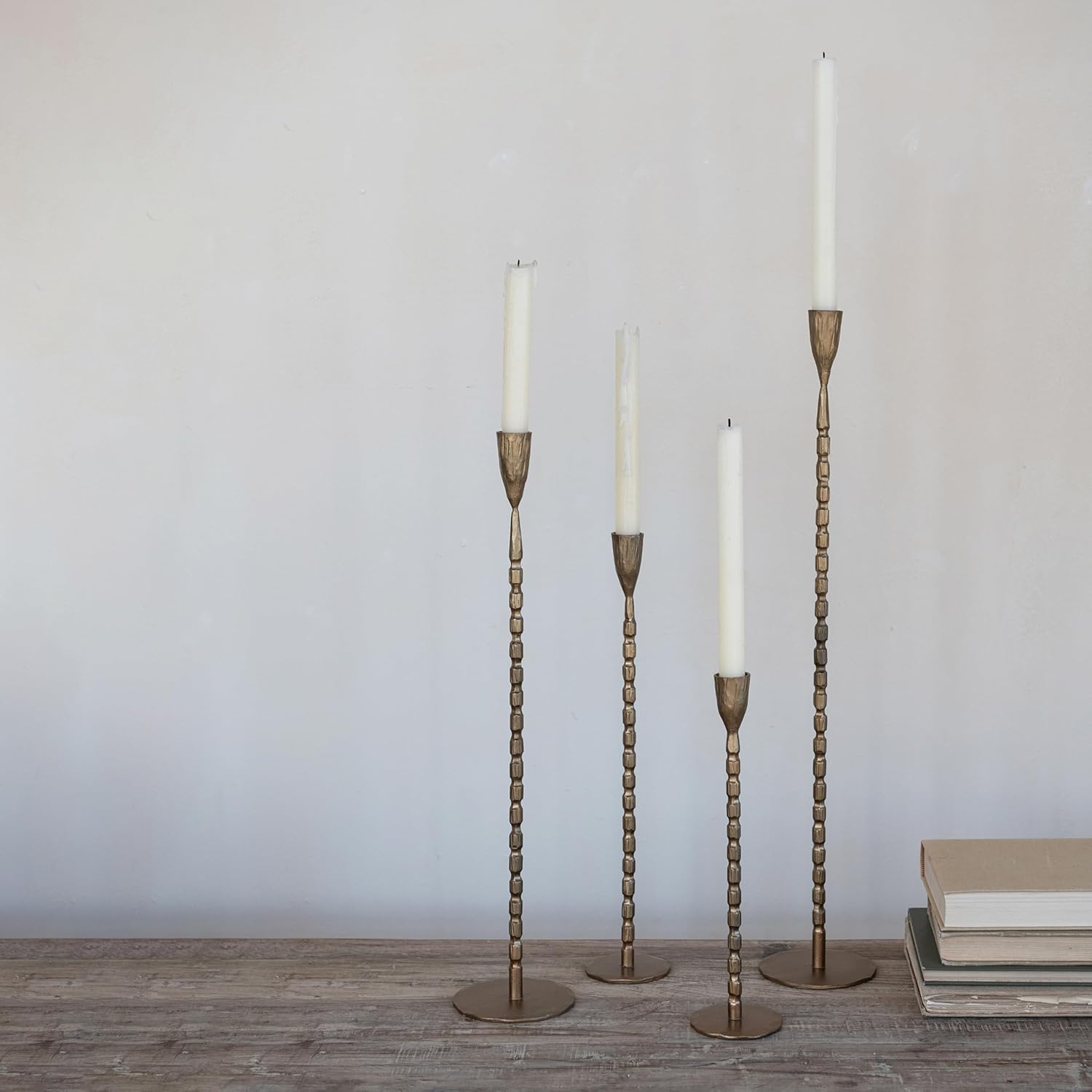 Creative Co-Op 4-Piece Gold Taper Candle Holders