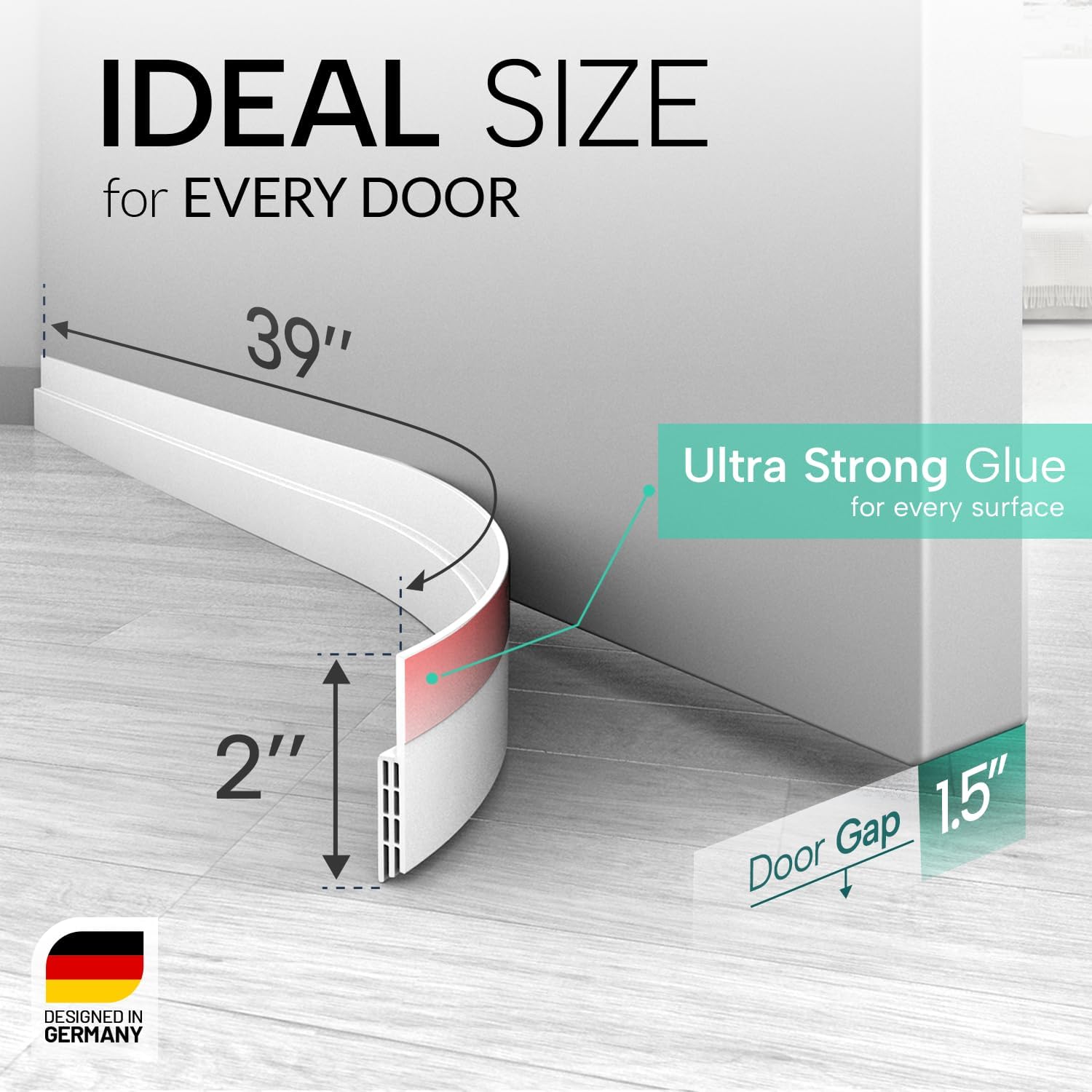 Vellure Door Draft Stopper - Premium Door Sweep 5x39 White