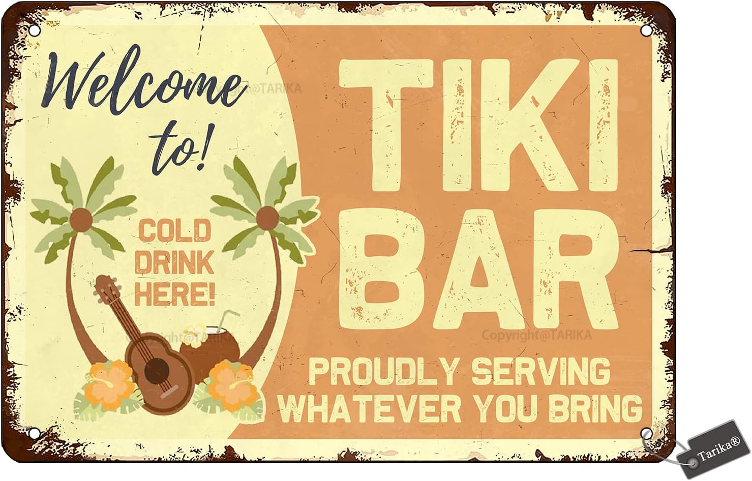 Welcome To Tiki Bar 8x12 Inch Tin Wall Decor Sign