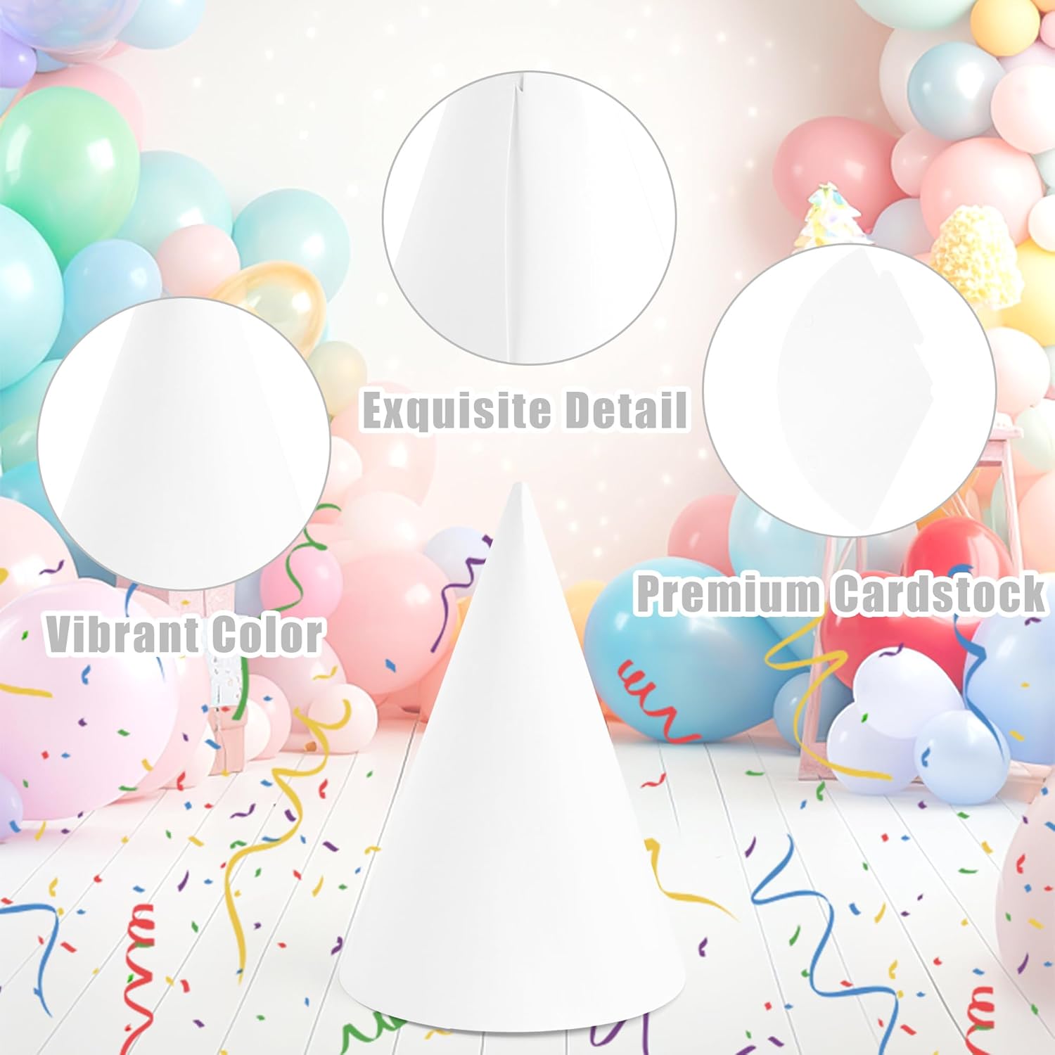 CANREVEL 50 White Party Hats for Kids and Adults