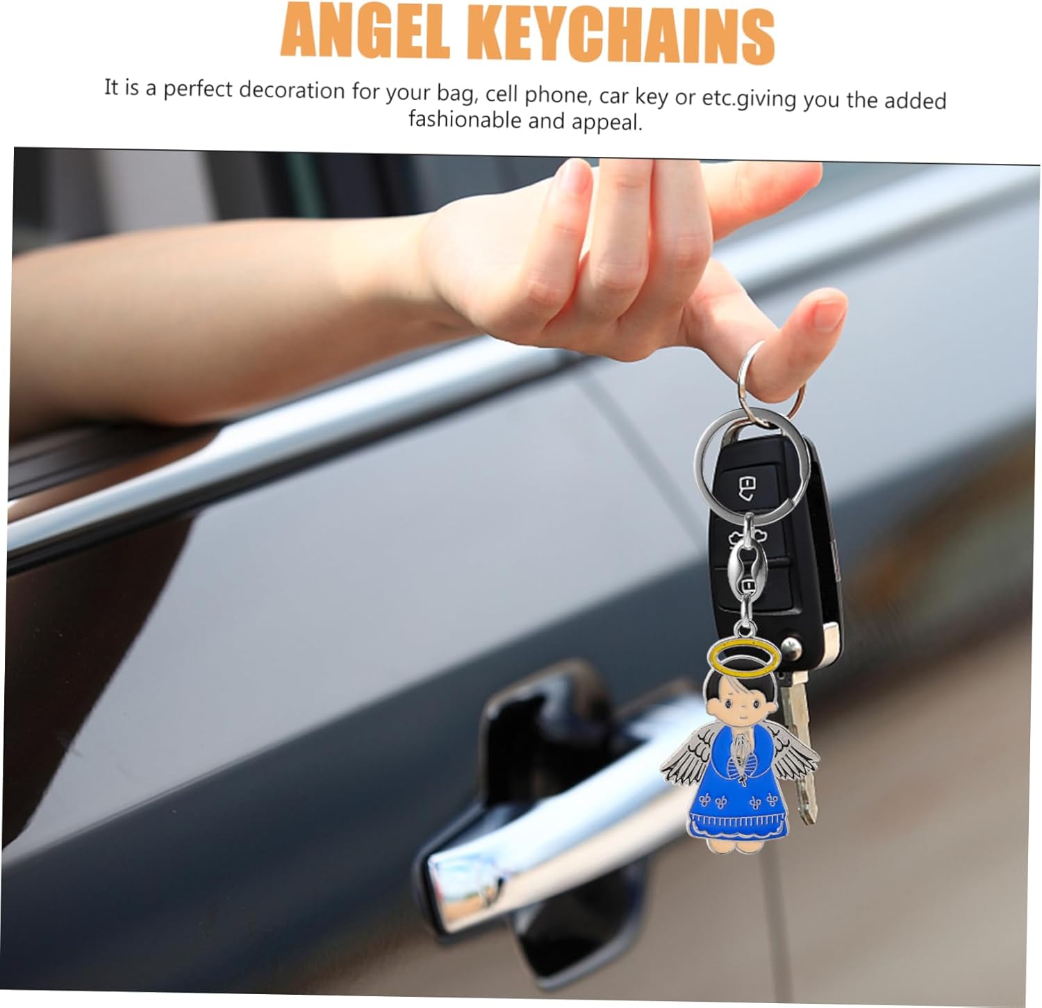 Merryhapy 6pcs Angel Keychain Set for Backpack and Wallet