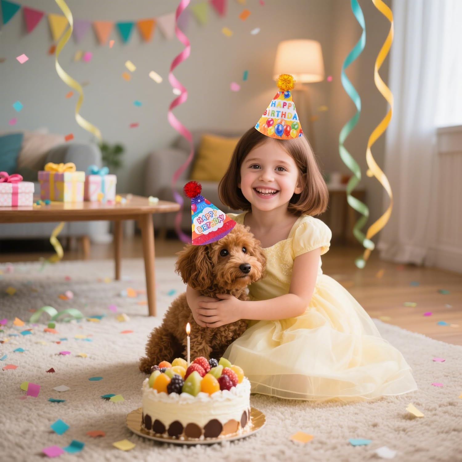 JpGdn 10PCS Felt Birthday Cone Hats for Kids Pets and Animals