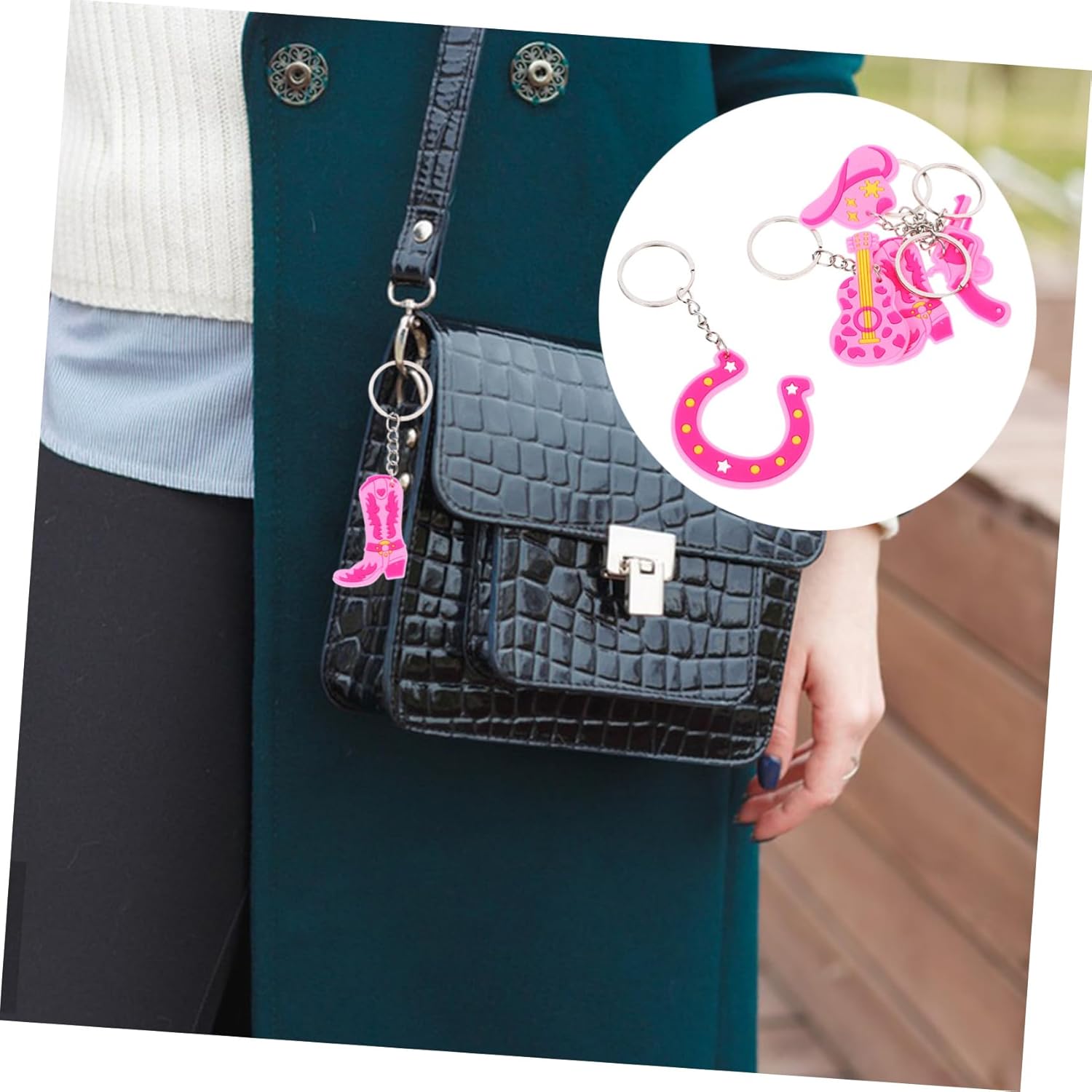Ciieeo 15pcs Cowgirl Themed PVC Keychains for Girls Christmas Party Favors