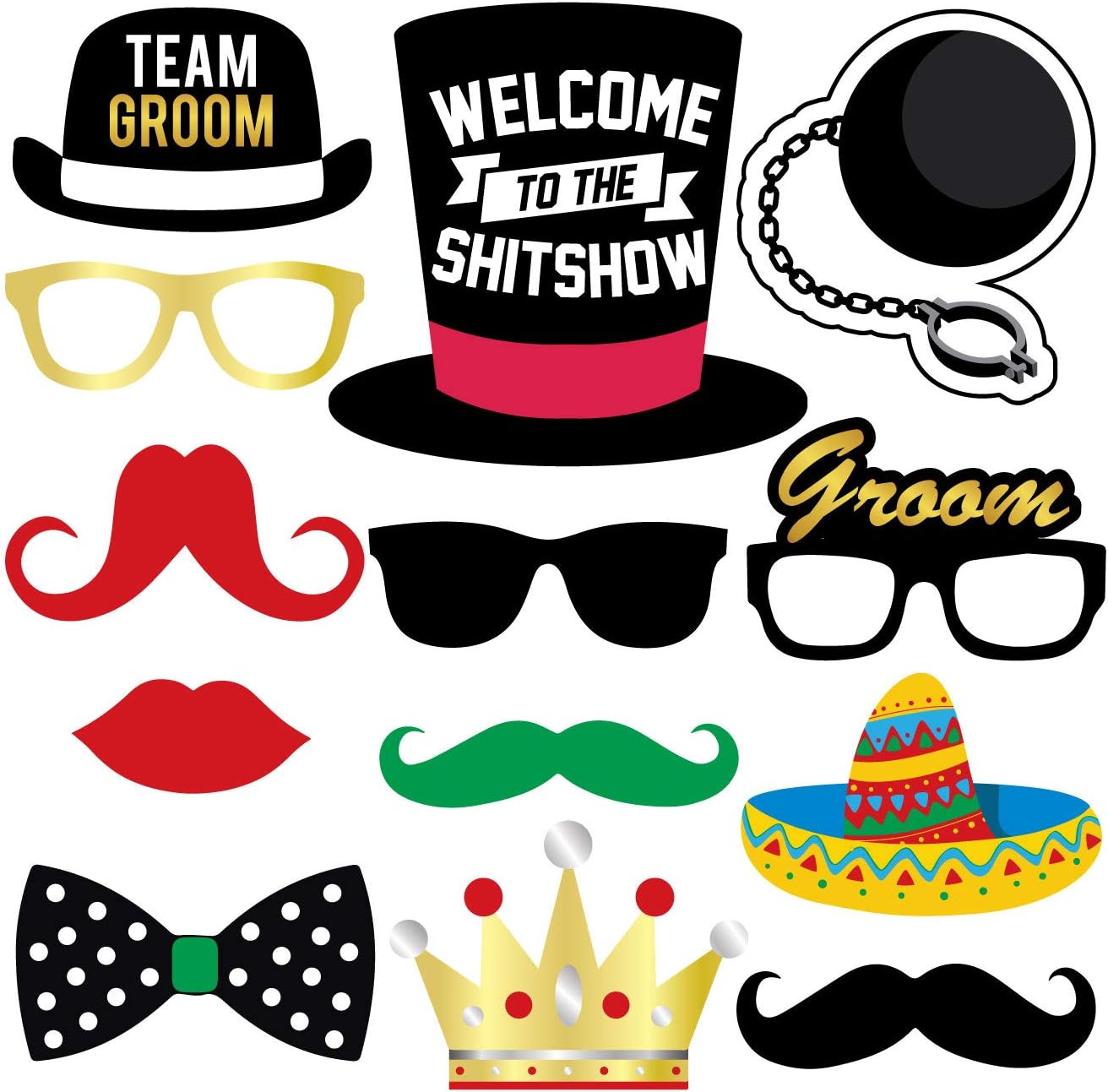 Bachelor Party Photo Booth Props 37 Piece Set