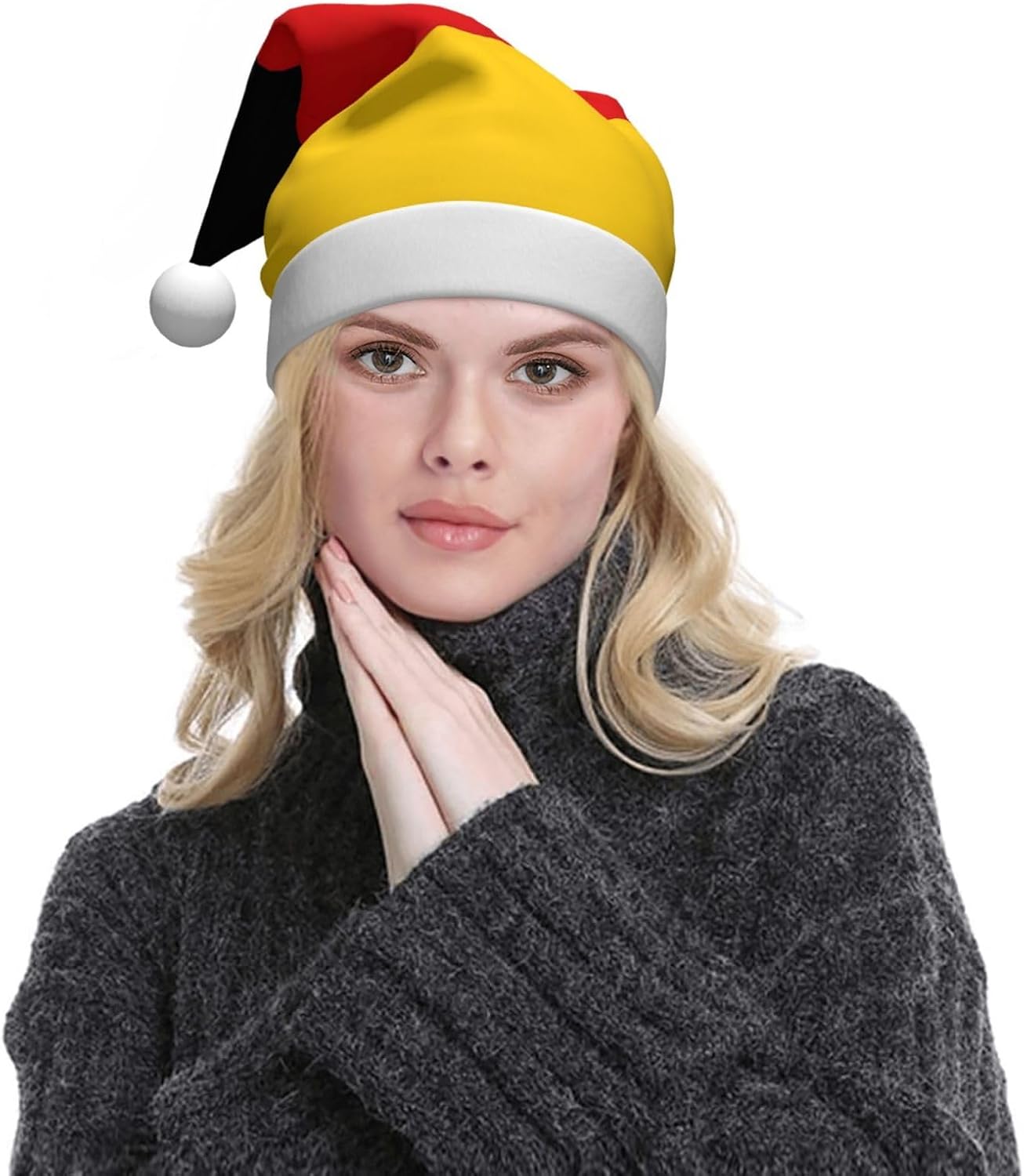QinZheng Germany Flag Print Santa Hat for Women