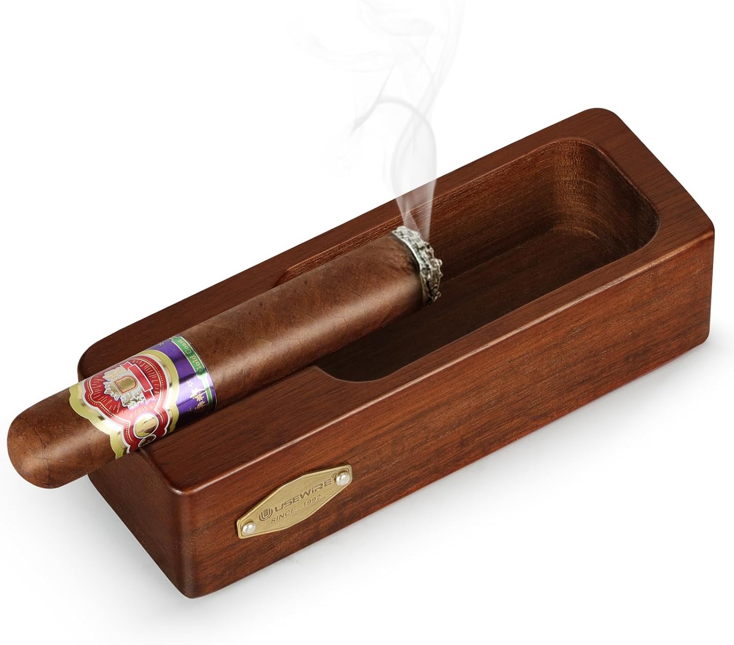 Usewire Wooden Cigar Ashtray with Holder