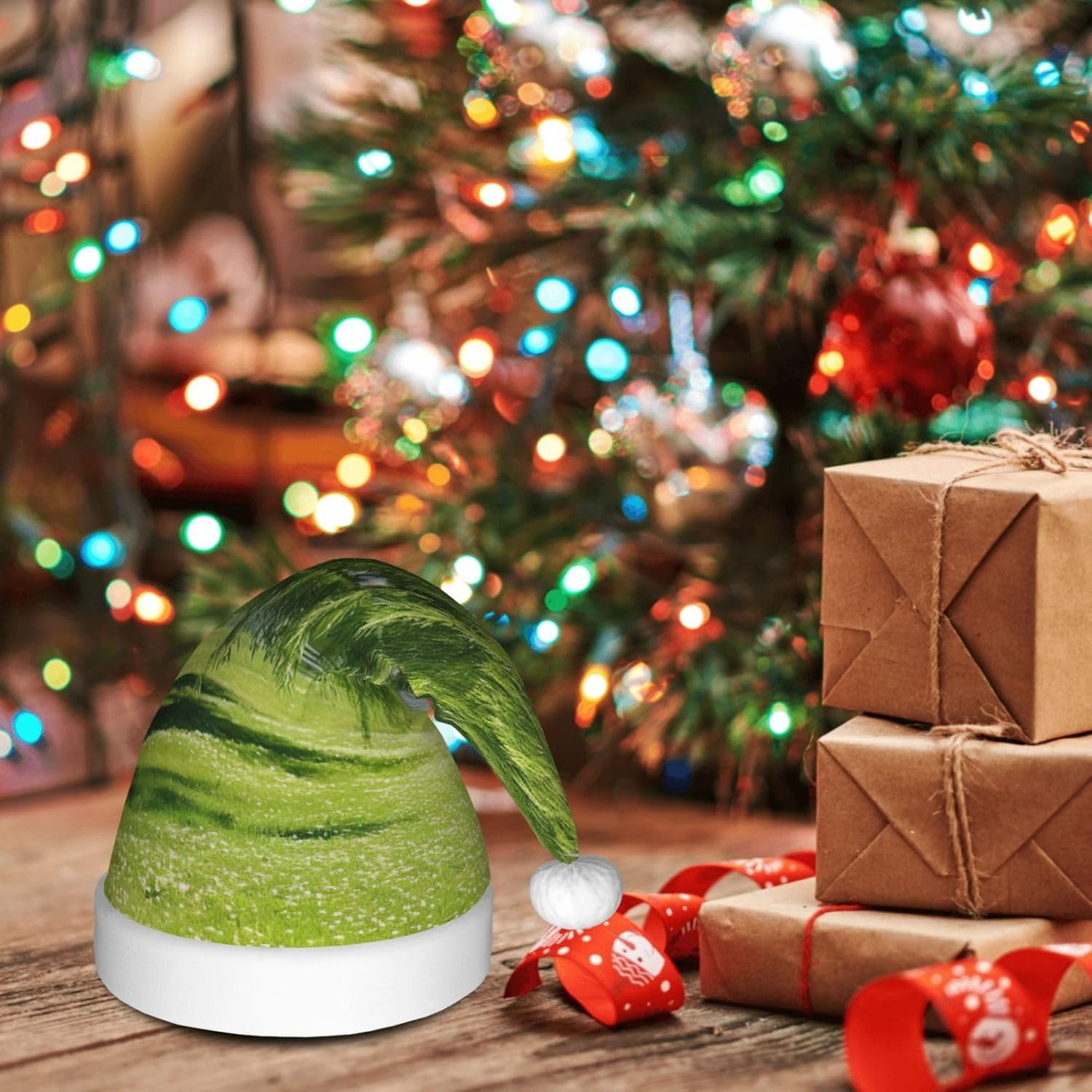 QINZHENG Personalized Santa Hat with Willow Tree Print