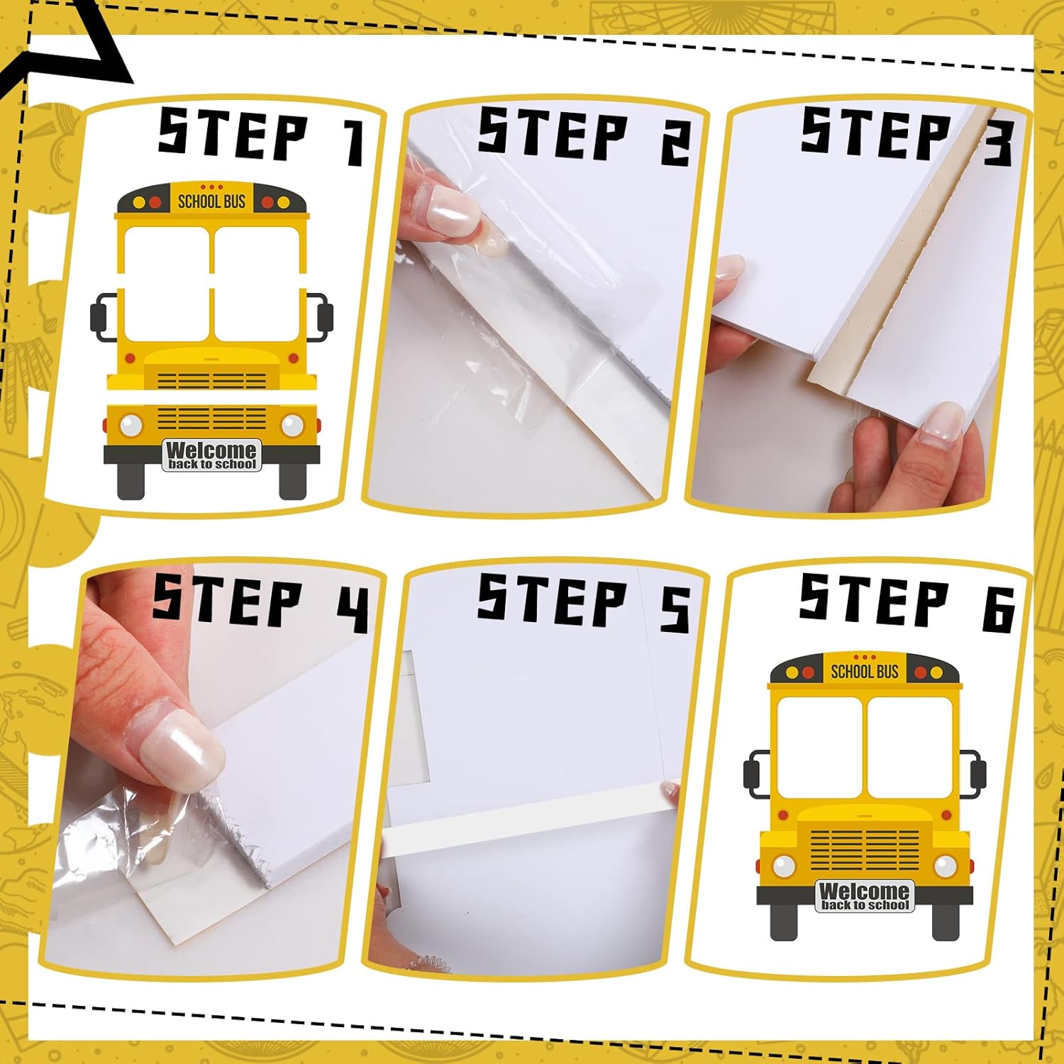 Thenshop School Bus Photo Booth Frame Set