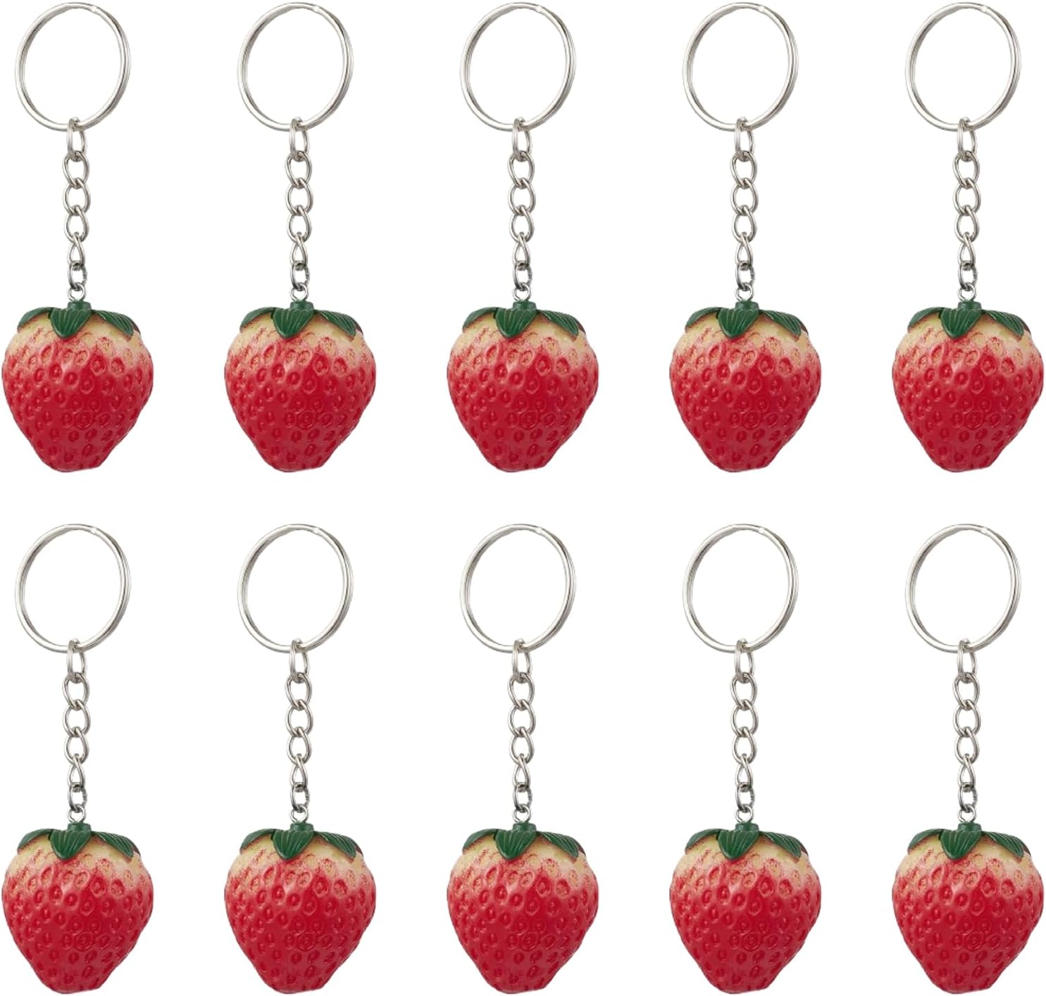 10 Pcs Resin Strawberry Keychain Charms
