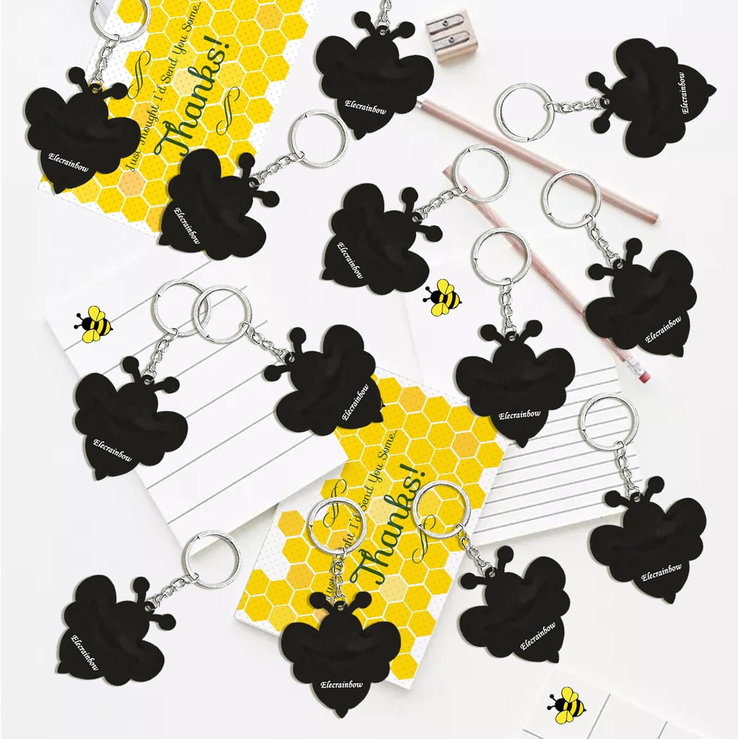 6 Pack Cute Bee Keyring Party Favors